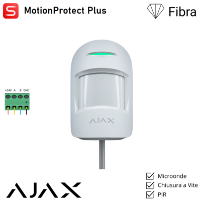 AJAX 143624 - Superior - Superior Motionprotect Plus Fibra - Rilevatore Di Movimento Cablato Con Sensore A Microonde Aggiuntivo - Colore White - Sicurezza Professionale AJAX 143624 - Superior - Superior Motionprotect Plus Fibra - Rilevatore Di Movimento Cablato Con Sensore A Microonde Aggiuntivo - Colore White - Sicurezza Professionale