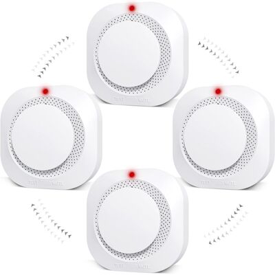 BOMCLAP Rilevatore Di Fumo Wireless Intelligente 4 - Allarme Antincendio Domestico Con Segnale Luminoso A Led E Pulsante Di Prova, Batterie Non Incluse BOMCLAP Rilevatore Di Fumo Wireless Intelligente 4 - Allarme Antincendio Domestico Con Segnale Luminoso A Led E Pulsante Di Prova, Batterie Non Incluse