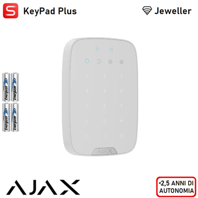 AJAX 133210 - Superior - Superior Keypad Plus Jeweller (8eu) - Tastiera Touch Wireless. Supporta Carte E Telecomandi Contactless Crittografati (edizione Superior) - Colore White - Sicurezza Profession AJAX 133210 - Superior - Superior Keypad Plus Jeweller (8eu) - Tastiera Touch Wireless. Supporta Carte E Telecomandi Contactless Crittografati (edizione Superior) - Colore White - Sicurezza Profession