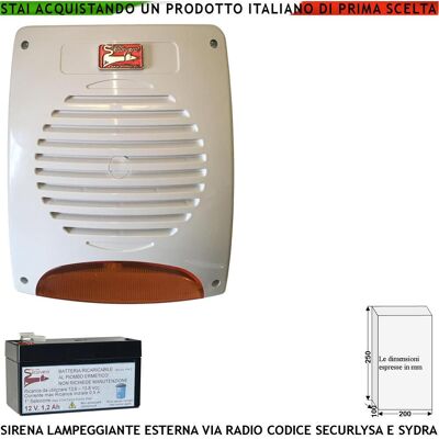 SECURVERA Sirena Radio Frequenza 433,92 Mhz Bidirezionale Lampeggiante Led Esterna Anti Jamming Codici Batteria 12v 1,2 Ah Antifurto Securlisa Tromba 120 Db Segnala Stato Allarme X Manomissione 3,5 Minuti Ip34 SECURVERA Sirena Radio Frequenza 433,92 Mhz Bidirezionale Lampeggiante Led Esterna Anti Jamming Codici Batteria 12v 1,2 Ah Antifurto Securlisa Tromba 120 Db Segnala Stato Allarme X Manomissione 3,5 Minuti Ip34