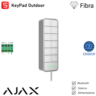 AJAX 117759 - Superior - Superior Keypad Outdoor Fibra - Tastiera Esterna Cablata - Colore White - Sicurezza Professionale AJAX 117759 - Superior - Superior Keypad Outdoor Fibra - Tastiera Esterna Cablata - Colore White - Sicurezza Professionale