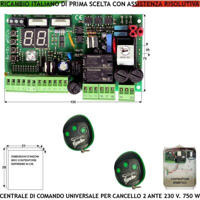SECURVERA Centralina Comando Cancello 2 Ante 230 V Radio 433 Mhz 2 Radiocomandi Tempi Funzione E Forza Singola Sensibilità Ostacolo Aliment. Accessori 24 V Lampeggi Differenziati Simile Proteco Fac Came Univers SECURVERA Centralina Comando Cancello 2 Ante 230 V Radio 433 Mhz 2 Radiocomandi Tempi Funzione E Forza Singola Sensibilità Ostacolo Aliment. Accessori 24 V Lampeggi Differenziati Simile Proteco Fac Came Univers