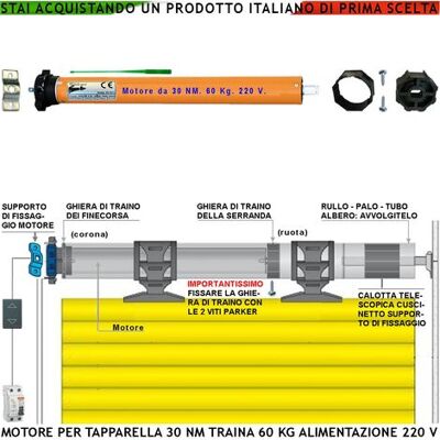 SECURVERA - Tapparella Automatica Motore 230 V 170 W Potenza Di Traino 30 Nm Circa 60 Kg Blocco Sollevamento Telo Fine Corsa Regolabili Accessori Meccanici X Tubo Ottagonale Diametro 60 Mm Protezione Termica 135° SECURVERA - Tapparella Automatica Motore 230 V 170 W Potenza Di Traino 30 Nm Circa 60 Kg Blocco Sollevamento Telo Fine Corsa Regolabili Accessori Meccanici X Tubo Ottagonale Diametro 60 Mm Protezione Termica 135°