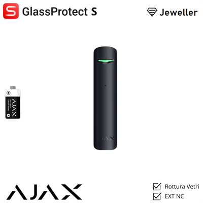 AJAX 133203 - Superior - Superior Glassprotect Jeweller (8eu) - Rilevatore Di Rottura Vetro Wireless (edizione Superior) - Colore Black - Sicurezza Professionale AJAX 133203 - Superior - Superior Glassprotect Jeweller (8eu) - Rilevatore Di Rottura Vetro Wireless (edizione Superior) - Colore Black - Sicurezza Professionale