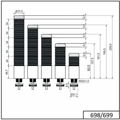Colonna di segnalazione Werma - Compact 37, LED, 3 luci, Trasparente, 85dB, 24V Colonna di segnalazione Werma - Compact 37, LED, 3 luci, Trasparente, 85dB, 24V