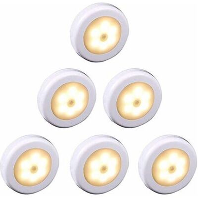 SCORPIO Luci Led Wireless Con Sensore Di Movimento Per Armadio, Scale, Corridoio, Cucina, Camera Da Letto (6 Pezzi) (alloggiamento Bianco (luce Calda)) SCORPIO Luci Led Wireless Con Sensore Di Movimento Per Armadio, Scale, Corridoio, Cucina, Camera Da Letto (6 Pezzi) (alloggiamento Bianco (luce Calda))