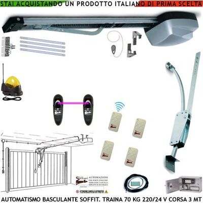 SECURVERA Basculante 70 Kg Kit Automatismo Motore 220/24 V Da Soffitto 4 Radiocomandi Faro Antenna Selettore Binario Alluminio Catena Acciaio 3 Mt Cordino X Sblocco Pattino Archetto Oscillante Luce Di Cortesia SECURVERA Basculante 70 Kg Kit Automatismo Motore 220/24 V Da Soffitto 4 Radiocomandi Faro Antenna Selettore Binario Alluminio Catena Acciaio 3 Mt Cordino X Sblocco Pattino Archetto Oscillante Luce Di Cortesia