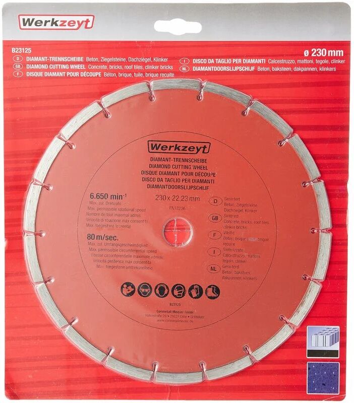 CON:P B23125 - Disco diamantato universale, 0 v, argento/rosso, 230 mm -