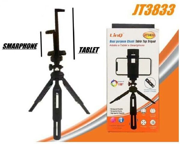 TRADE SHOP TRAESIO - Trade Shop - Treppiedi Staffa Supporto Tavolo Con Mandrino 2in1 Per Tablet Smartphone Jt3833