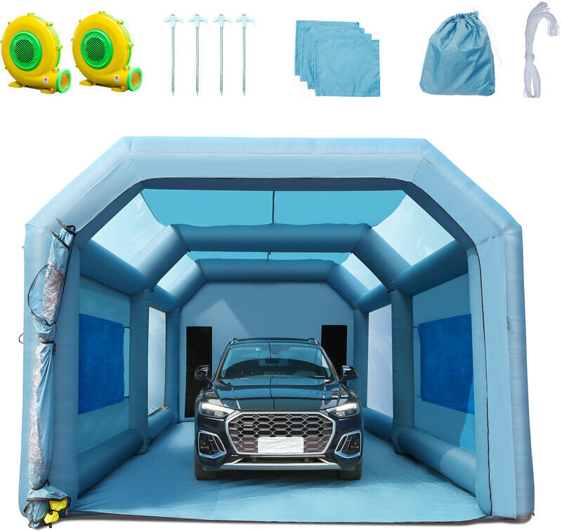 VEVOR Tenda di Verniciatura a Spruzzo Gonfiabile per Auto Moto suv 2 Ventilatori 750W 480W Sistema di Filtrazione Filtro 3 Strati 6 Finestre d'Aerazione,