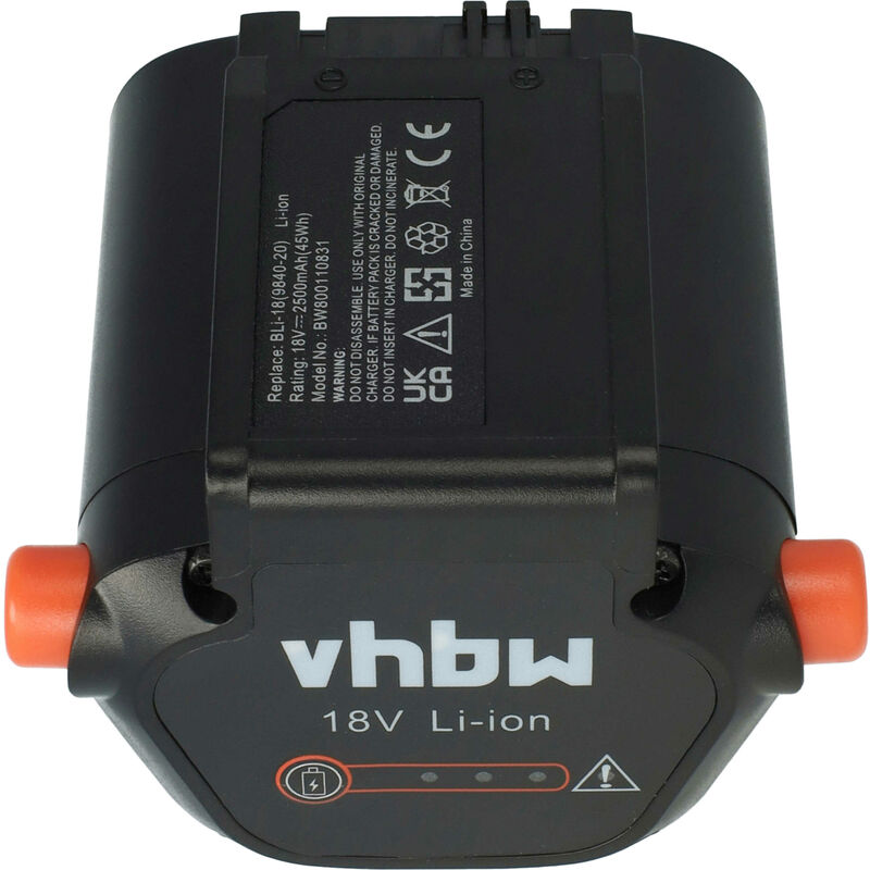 VHBW Batteria Li-Ion 2500mAh (18V) compatibile con Utensile Elettrico da Giardino Gardena Li-18/23 r Tagliaerba EasyCut sostituisce 09840-20, BLi-18.