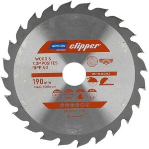 NORTON CLIPPER Disco Circolare al Carburo - 190mm - 24 Denti - Resistente & Affidabile NORTON CLIPPER Disco Circolare al Carburo - 190mm - 24 Denti - Resistente & Affidabile