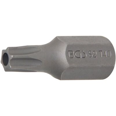 BGS TECHNIC - Inserto Lunghezza 30 Mm Attacco Esagono Esterno 10 Mm (3/8') Profilo A T (per Torx) Con Alesatura T40 BGS TECHNIC - Inserto Lunghezza 30 Mm Attacco Esagono Esterno 10 Mm (3/8') Profilo A T (per Torx) Con Alesatura T40