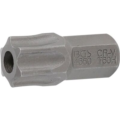 BGS TECHNIC Inserto Lunghezza 30 Mm Attacco Esagono Esterno 10 Mm (3/8') Profilo A T (per Torx) Con Alesatura T60 BGS TECHNIC Inserto Lunghezza 30 Mm Attacco Esagono Esterno 10 Mm (3/8') Profilo A T (per Torx) Con Alesatura T60