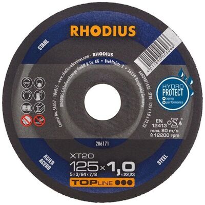 Rhodius RHO 206171 - Disco di taglio - Acciaio - 125mm - 1mm - XT20 - 22,23mm Rhodius RHO 206171 - Disco di taglio - Acciaio - 125mm - 1mm - XT20 - 22,23mm