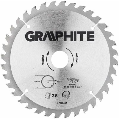 GRAPHITE - Disco Di Ricambio Al Carburo Di Tungsteno Per Sega Circolare Da 36 Denti -ø 185 - Foro 30 Mm GRAPHITE - Disco Di Ricambio Al Carburo Di Tungsteno Per Sega Circolare Da 36 Denti -ø 185 - Foro 30 Mm