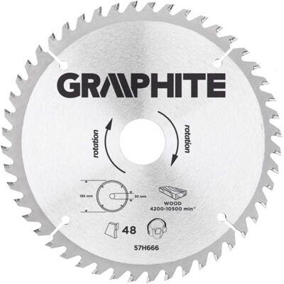 GRAPHITE Lama Per Sega Circolare 185per30mm 48 Denti GRAPHITE Lama Per Sega Circolare 185per30mm 48 Denti