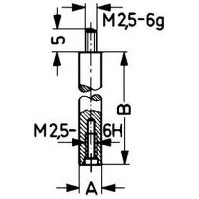 KÄFER Estensione per Punte di Misura - 30mm - Connettore filettato M 2,5 KÄFER Estensione per Punte di Misura - 30mm - Connettore filettato M 2,5