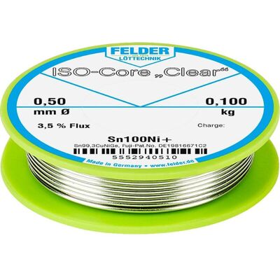FELDER LÖTTECHNIK - Felder Iso-core Clear Sn100ni+ Stagno Per Saldatura Bobina Sn99,25cu0,7ni0,05 0.100 Kg 0.5 Mm FELDER LÖTTECHNIK - Felder Iso-core Clear Sn100ni+ Stagno Per Saldatura Bobina Sn99,25cu0,7ni0,05 0.100 Kg 0.5 Mm