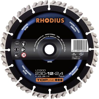 Disco da taglio diamantato Rhodius LD300 - Per materiali duri Disco da taglio diamantato Rhodius LD300 - Per materiali duri