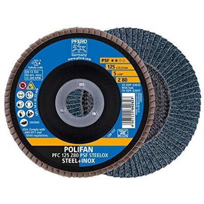 PFERD 69398194 Pfc 125 Z 80 Psf Steelox Disco Con Falde Diametro 125 Mm Ø Foro 22.23 Mm 5 Pz. - PFERD 69398194 Pfc 125 Z 80 Psf Steelox Disco Con Falde Diametro 125 Mm Ø Foro 22.23 Mm 5 Pz. -