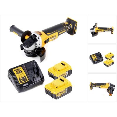 DeWalt Smerigliatrice Angolare A Batteria Dcg 405 P2 18v 125mm Senza Spazzole + 2x Batteria 5,0ah + Caricabatterie DeWalt Smerigliatrice Angolare A Batteria Dcg 405 P2 18v 125mm Senza Spazzole + 2x Batteria 5,0ah + Caricabatterie