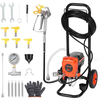 VEVOR Spruzzatore Airless Per Vernice Con Supporto E Ruota 900 W, Sistema Di Spruzzatura Di Vernice Con Spazzola Di Pulizia, Tubo Flessibile, Asta Di Prolunga E Ugelli, Per Case Ed Edifici VEVOR Spruzzatore Airless Per Vernice Con Supporto E Ruota 900 W, Sistema Di Spruzzatura Di Vernice Con Spazzola Di Pulizia, Tubo Flessibile, Asta Di Prolunga E Ugelli, Per Case Ed Edifici