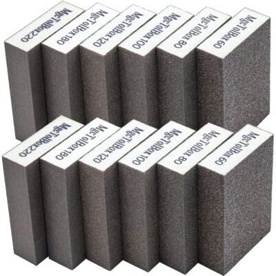 DPZO Kit Di Lucidatura Con 12 Spugne Abrasive E Blocchi Abrasivi, Grana 60/80/100/120/180/220. Specifiche: Lavabili E Riutilizzabili. DPZO Kit Di Lucidatura Con 12 Spugne Abrasive E Blocchi Abrasivi, Grana 60/80/100/120/180/220. Specifiche: Lavabili E Riutilizzabili.