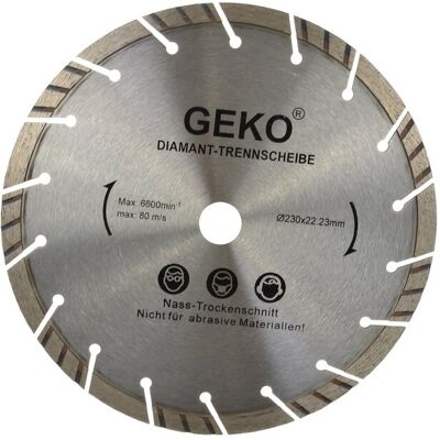Disco turbo in cemento GEKO - Taglio diamante - 230mm Disco turbo in cemento GEKO - Taglio diamante - 230mm