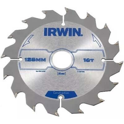 Lama circolare da costruzione Irwin 1897086 - 125mm, 20mm foro, 16T ATB Lama circolare da costruzione Irwin 1897086 - 125mm, 20mm foro, 16T ATB