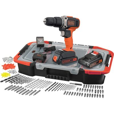 Black & Decker Trapano A Percussione 18v Con 2 Batterie Litio 1.5ah - Organizer 160 Accessori Black & Decker Trapano A Percussione 18v Con 2 Batterie Litio 1.5ah - Organizer 160 Accessori