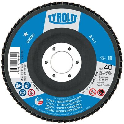 TYROLIT - Disque Lamelle Basic D.125mm K.80 Acier Couronné Va Za-zk (par 10) TYROLIT - Disque Lamelle Basic D.125mm K.80 Acier Couronné Va Za-zk (par 10)