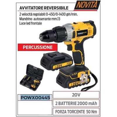 Powerplus Trapano a Percussione 20V - Modello POWX00445 Powerplus Trapano a Percussione 20V - Modello POWX00445