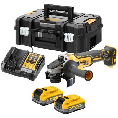 DeWalt Smerigliatrice Angolare A Batteria Dcg405s2t, 125 Mm, 18 V, 2x 3,5 Ah Powerstack E Caricabatterie DeWalt Smerigliatrice Angolare A Batteria Dcg405s2t, 125 Mm, 18 V, 2x 3,5 Ah Powerstack E Caricabatterie