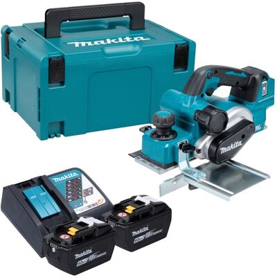 Makita Pialla A Batteria Dkp 181 Z 18 V 82 Mm Brushless + 2 Batterie Da 9,0 Ah + Caricabatterie + Makpac Makita Pialla A Batteria Dkp 181 Z 18 V 82 Mm Brushless + 2 Batterie Da 9,0 Ah + Caricabatterie + Makpac
