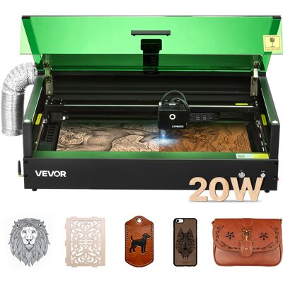 VEVOR Incisore Laser Posizionamento Automatico 20 W, Macchina Per Incisione Taglio Laser Con Telecamera Integrata, Area Di Lavoro 500 X 320 Mm, Per Legno, Pelle, Vetro, Carta, Classe 1 VEVOR Incisore Laser Posizionamento Automatico 20 W, Macchina Per Incisione Taglio Laser Con Telecamera Integrata, Area Di Lavoro 500 X 320 Mm, Per Legno, Pelle, Vetro, Carta, Classe 1