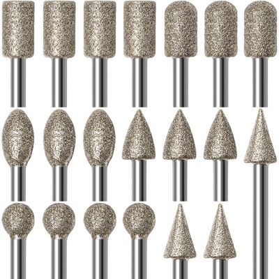 OEM Set Di Frese Diamantate Per Intaglio, Kit Di Lucidatura Da 20 Pezzi, Accessori Per Utensili Rotanti, Gambo Da 1/8" Per Incisione, Levigatura, Pietra, Roccia, Gioielli, Vetro, Ceramica OEM Set Di Frese Diamantate Per Intaglio, Kit Di Lucidatura Da 20 Pezzi, Accessori Per Utensili Rotanti, Gambo Da 1/8" Per Incisione, Levigatura, Pietra, Roccia, Gioielli, Vetro, Ceramica