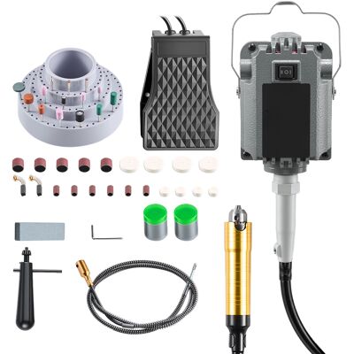 MOPHORN Smerigliatrice Ad Albero Flessibile Utensile Rotante Elettrico Da 1200 W Con Velocità Regolabile Fino A 30000 Giri/min, Lucidatrice Sospesa Con Controllo A Pedale Per Lavori Di Levigatura MOPHORN Smerigliatrice Ad Albero Flessibile Utensile Rotante Elettrico Da 1200 W Con Velocità Regolabile Fino A 30000 Giri/min, Lucidatrice Sospesa Con Controllo A Pedale Per Lavori Di Levigatura