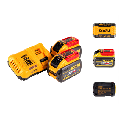 DeWalt Starter Set 54v / 18v - 2x Batterie Da 9,0 Ah + Caricabatterie Dcb 118 X2 Flexvolt DeWalt Starter Set 54v / 18v - 2x Batterie Da 9,0 Ah + Caricabatterie Dcb 118 X2 Flexvolt