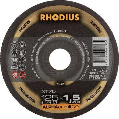 Disco da taglio Rhodius AlphaLine XT70 - 125 mm, 1,5 mm, 22,23 mm - Disco da taglio Disco da taglio Rhodius AlphaLine XT70 - 125 mm, 1,5 mm, 22,23 mm - Disco da taglio
