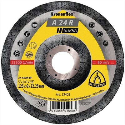 Klingspor A 24 R Supra - Disco di taglio acciaio 125mm - 3 varianti Klingspor A 24 R Supra - Disco di taglio acciaio 125mm - 3 varianti