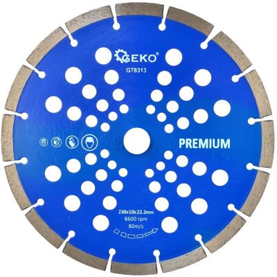 Disco da taglio diamantato GEKO - 230mm, segmento 10mm, foro 22mm - Disco da taglio Disco da taglio diamantato GEKO - 230mm, segmento 10mm, foro 22mm - Disco da taglio