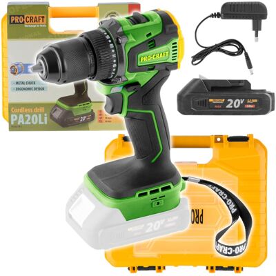 Procraft Pa20li Trapano Avvitatore A Batteria 20 V 50 Nm Brushless + 1x Batteria 2,0 Ah + Caricabatterie + Valigetta Procraft Pa20li Trapano Avvitatore A Batteria 20 V 50 Nm Brushless + 1x Batteria 2,0 Ah + Caricabatterie + Valigetta