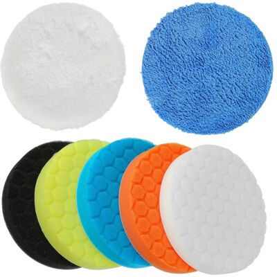 TIGREZY Set Di 7 Spugne Lucidanti (150 Mm), Schiuma Lucidante Multiuso Per Lucidatrice/levigatrice Orbitale Casuale TIGREZY Set Di 7 Spugne Lucidanti (150 Mm), Schiuma Lucidante Multiuso Per Lucidatrice/levigatrice Orbitale Casuale