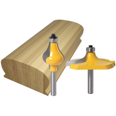 OEM Set Di 2 Frese Per Corrimano - Fresa Standard/scanalata Per Modanature - Attacco Per Corrimano Di Scale E Rampe OEM Set Di 2 Frese Per Corrimano - Fresa Standard/scanalata Per Modanature - Attacco Per Corrimano Di Scale E Rampe