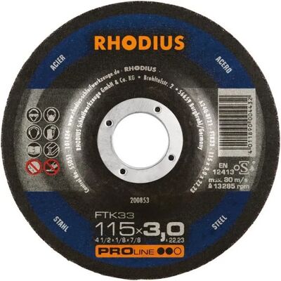 Rhodius - Disco di taglio FTK33 - 115 x 3,0mm - Angolato - Rodio - Disco di taglio Rhodius - Disco di taglio FTK33 - 115 x 3,0mm - Angolato - Rodio - Disco di taglio