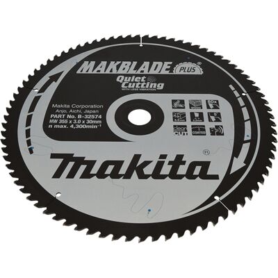 Makita - B-32574 Lama Sega Circolare Makblade+ Tct 355x30mm 80t Legno Makita - B-32574 Lama Sega Circolare Makblade+ Tct 355x30mm 80t Legno