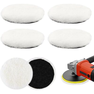 JALLERIA Set Di 4 Dischi Lucidanti In Lana, Kit Di Dischi Lucidanti In Lana Bianca Da 125 Mm, Tampone Per Lucidatura Auto, Tampone Lucidante Autoadesivo Per Mobili, Levigatura, Lucidatura E Ceratura JALLERIA Set Di 4 Dischi Lucidanti In Lana, Kit Di Dischi Lucidanti In Lana Bianca Da 125 Mm, Tampone Per Lucidatura Auto, Tampone Lucidante Autoadesivo Per Mobili, Levigatura, Lucidatura E Ceratura