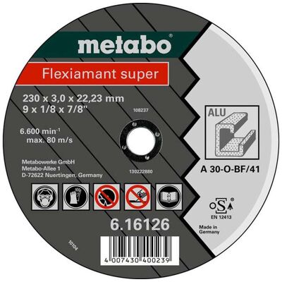 Disco taglio diamante Metabo - Modello A30-O - Alta performance, 230mm Disco taglio diamante Metabo - Modello A30-O - Alta performance, 230mm