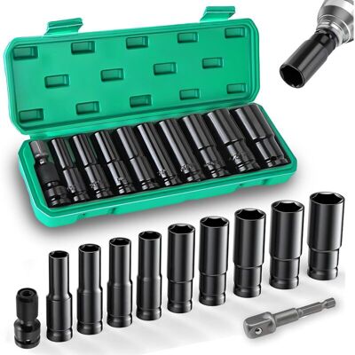 LIIYIELA Set Di 11 Bussole A Impatto Da 1/2", Set Di Bussole Lunghe Da 10-24 Mm, Bussole E Set, Bussole Per Chiave A Impatto LIIYIELA Set Di 11 Bussole A Impatto Da 1/2", Set Di Bussole Lunghe Da 10-24 Mm, Bussole E Set, Bussole Per Chiave A Impatto